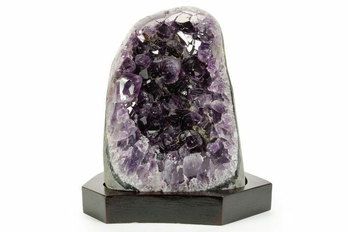 Deep Purple Amethyst Geode With Wood Base - Uruguay #371783